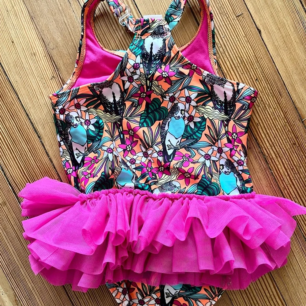 Cat & Jack kids tropical print tutu‎ swimsuit